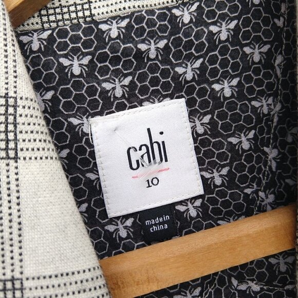 Cabi Valentina Blazer Size 10 NWT 5292 Plaid Button Checked Jacket Gray Knit - Picture 8 of 10